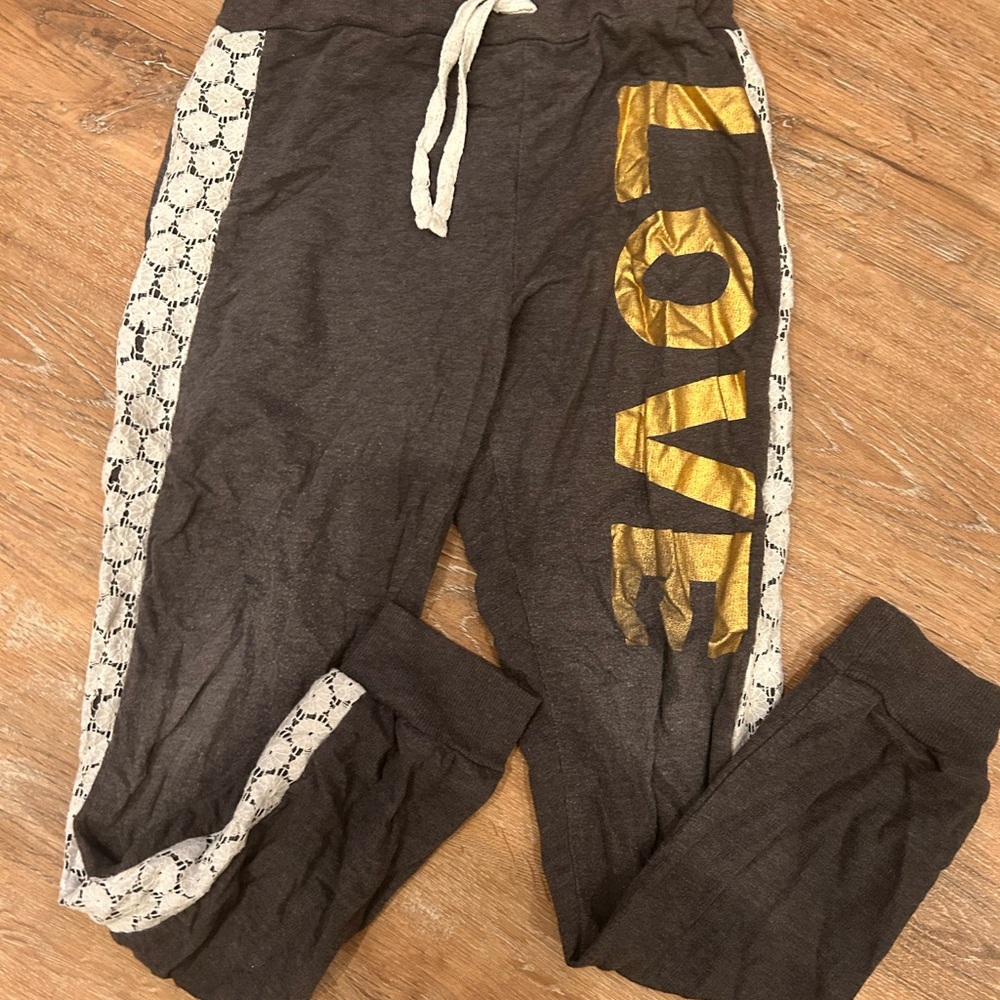Kids Charcoal Love Print Joggers